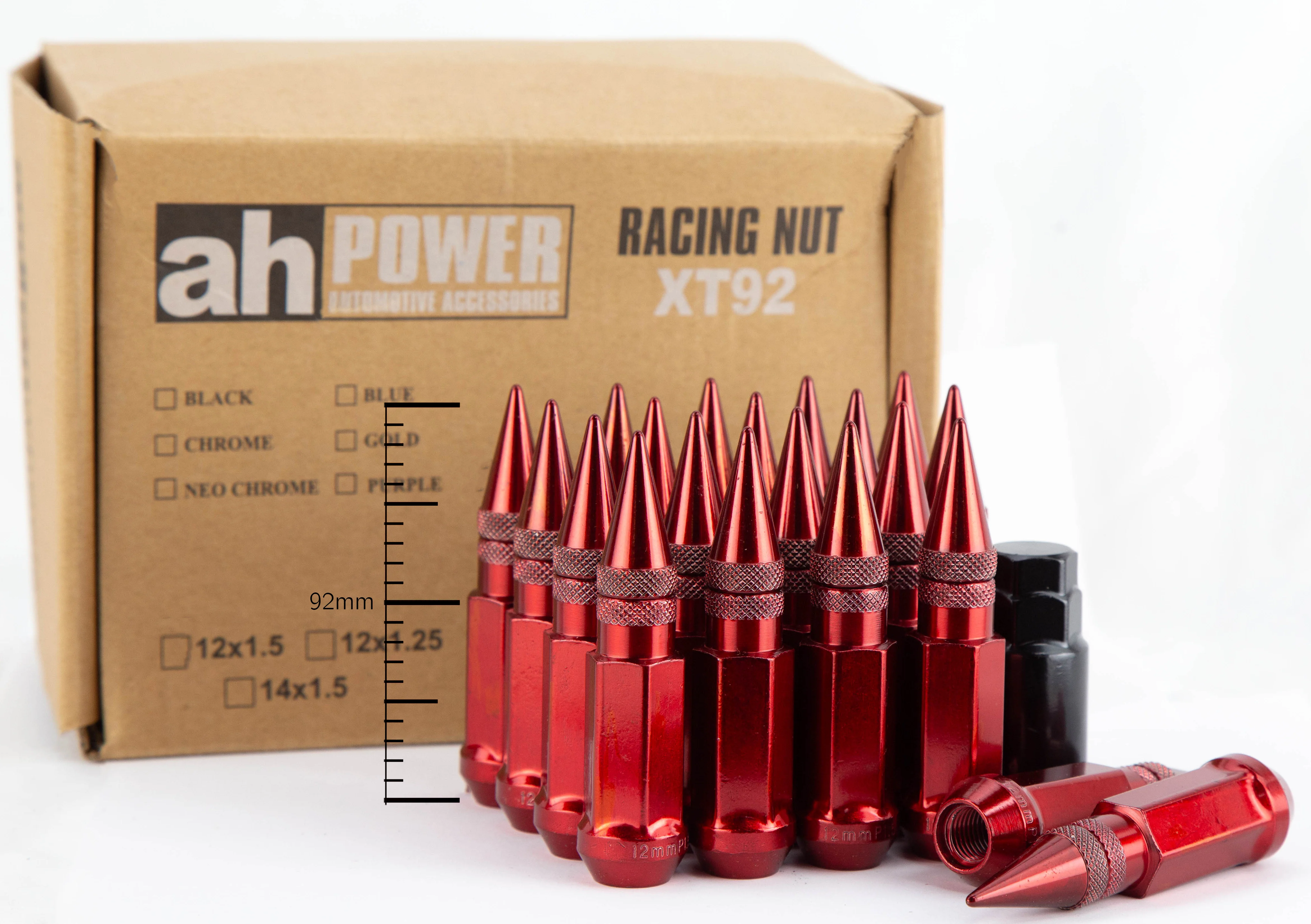 Aodhan XT92 Spiked Extended Lug Nut Set – Conical Seat, 91mm Overall Length - Image 15