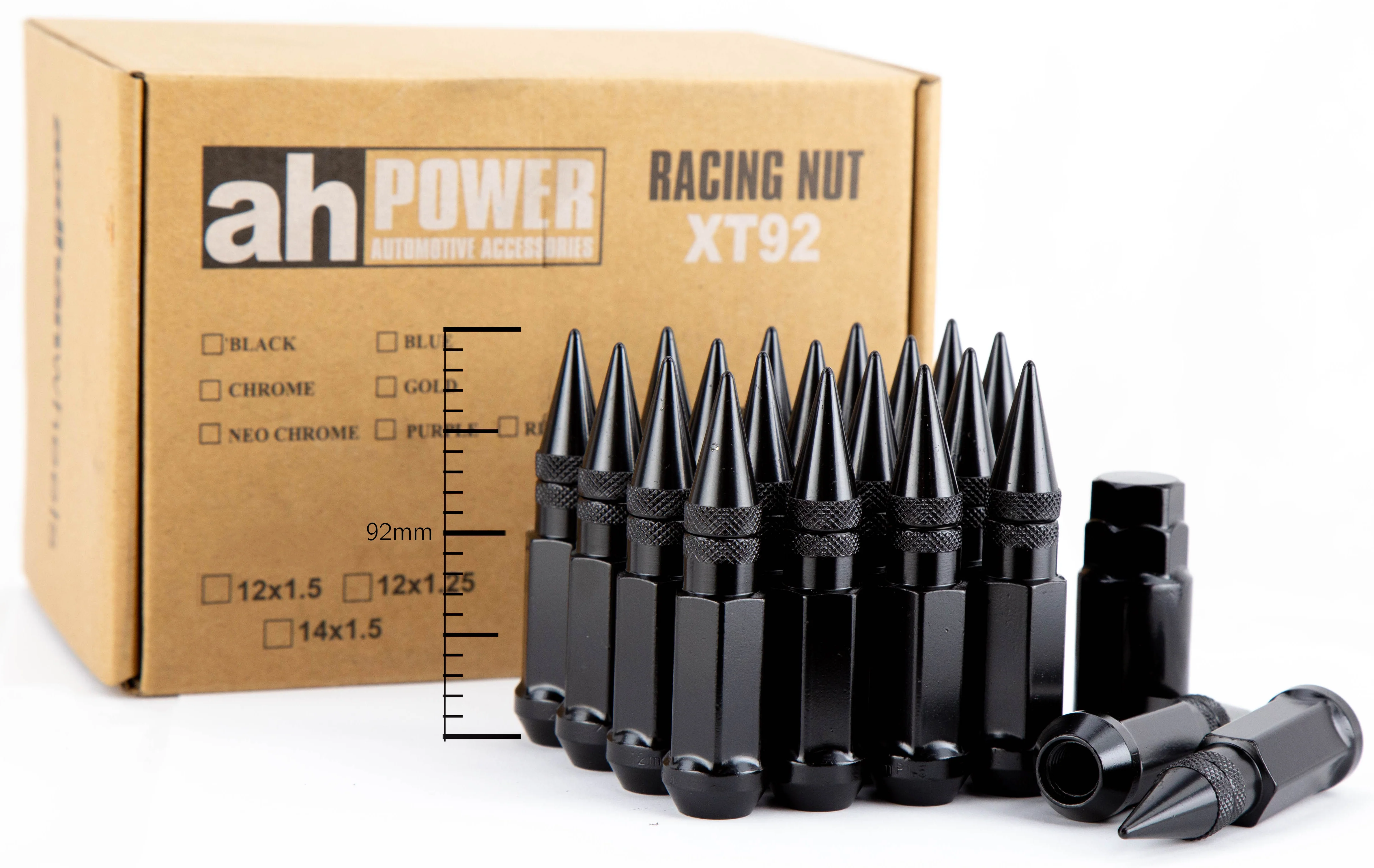 Aodhan XT92 Spiked Extended Lug Nut Set – Conical Seat, 91mm Overall Length - Image 9